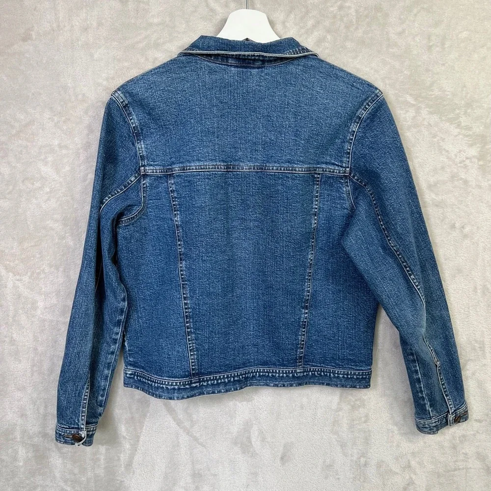 High‎ Sierra Denim Trucker Jacket Womens M Blue Lightwash Double Pocket Classic